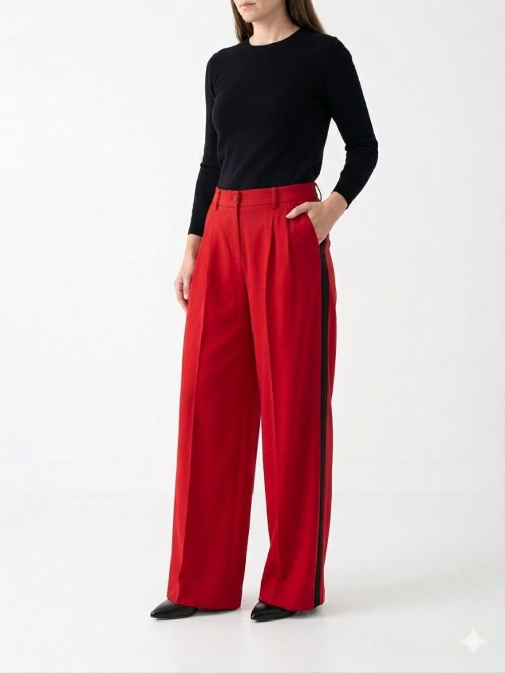 Michael Kors Collection Red Wool Tuxedo Trousers - Size 8 -Made in Italy